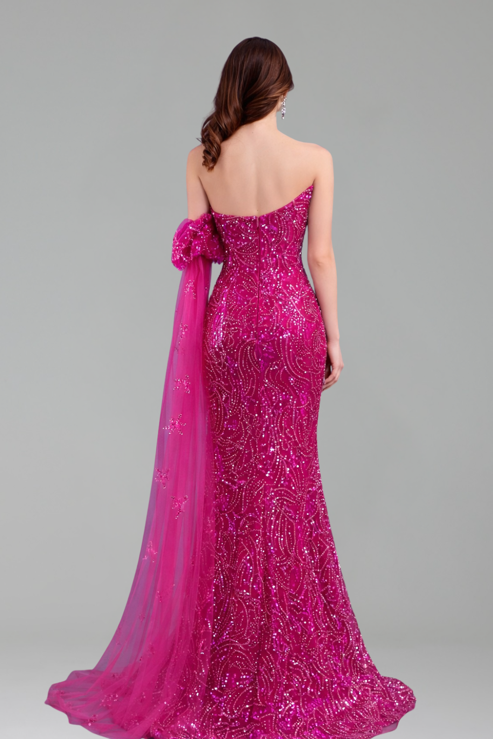 Strapless High-Split Beaded Mermaid Dress - LAROSABRIDE