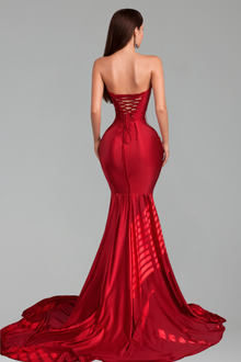 Beaded High Slit Mermaid Gown - LAROSABRIDE