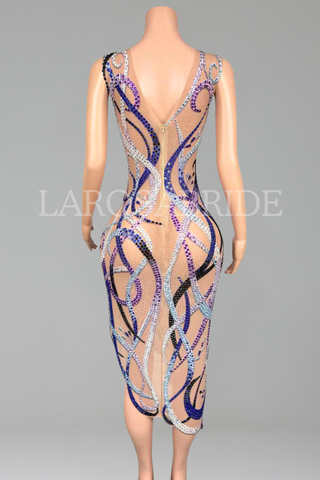 Asymmetric Multicolor Crystal Dress