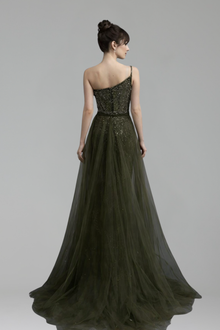 Beaded Dress with Detachable Overskirt - LAROSABRIDE