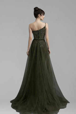 Beaded Dress with Detachable Overskirt - LAROSABRIDE