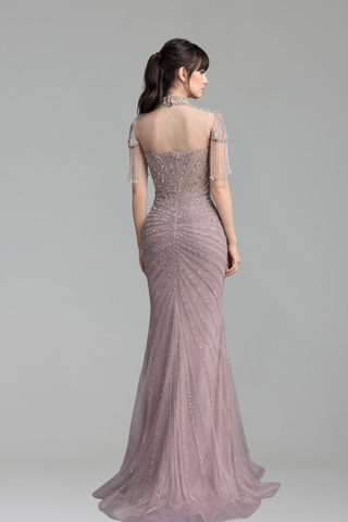 Mermaid Evening Dress Beaded Tassel - LAROSABRIDE