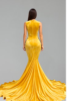 Beaded Illusion Satin Mermaid Gown - LAROSABRIDE