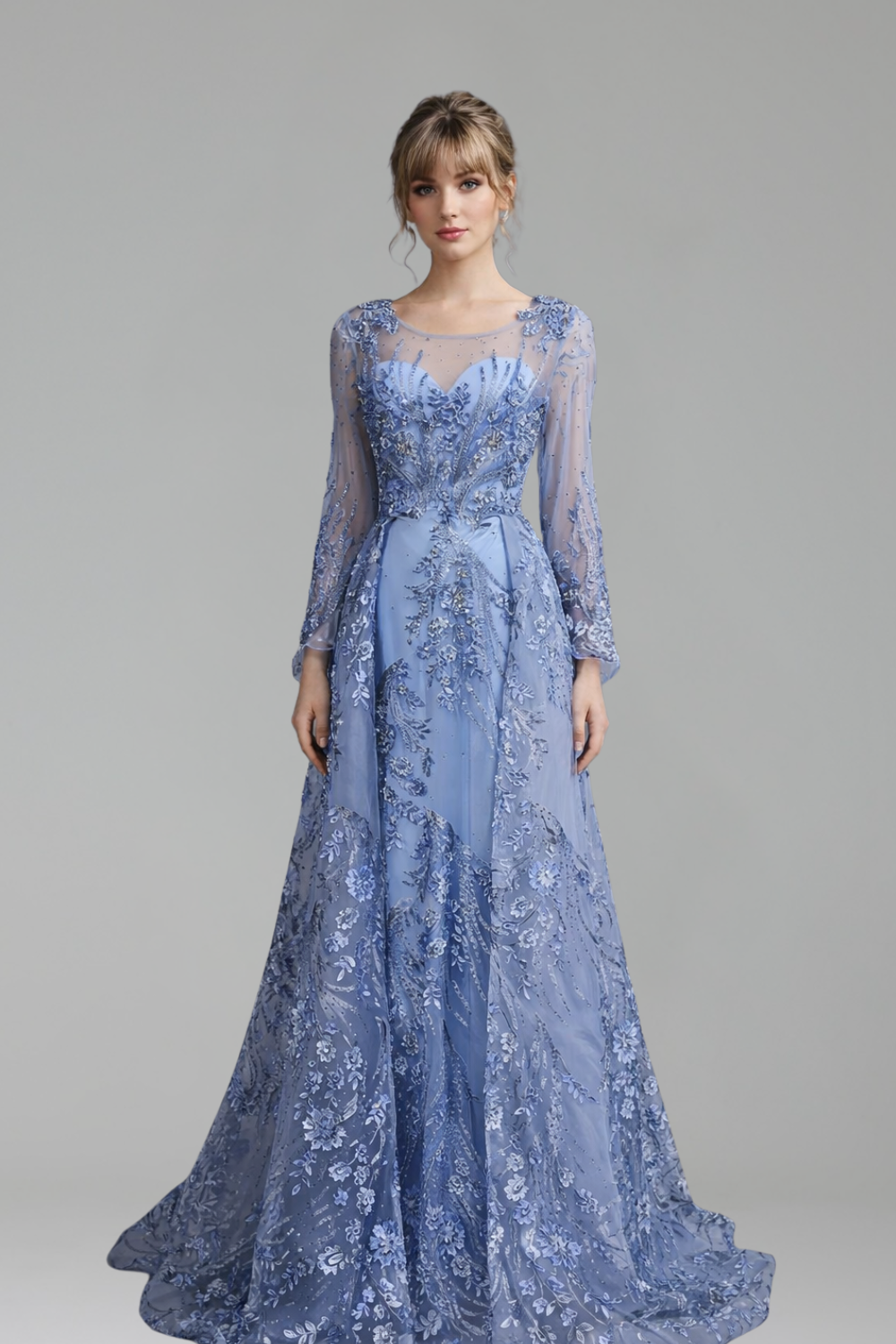 Beaded Overskirt Mermaid Dress - LAROSABRIDE