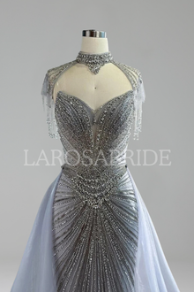 Regal Crystal Draped Gown-Larosabride