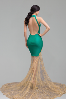 Emerald Illusion Embroidered High-Low Dress - LAROSABRIDE