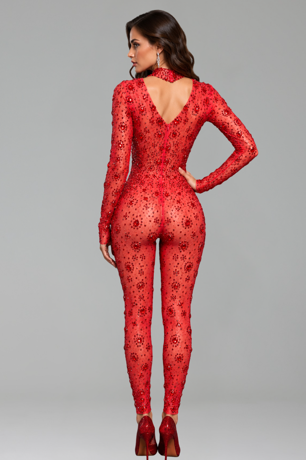 Crystal Cutout Sheer Catsuit - LAROSABRIDE