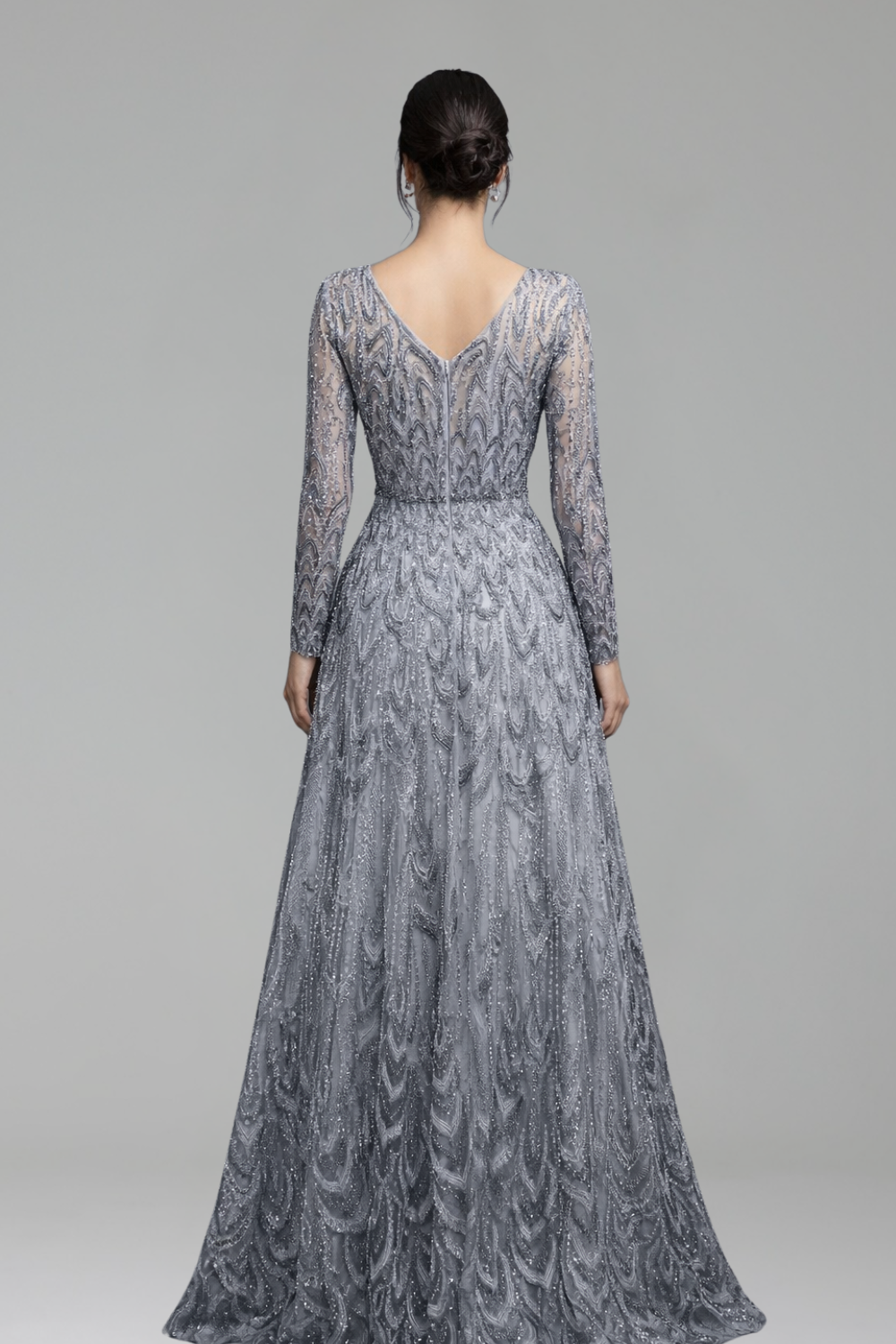 Lace Beaded A-Line Gown - LAROSABRIDE
