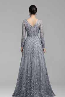 Lace Beaded A-Line Gown - LAROSABRIDE
