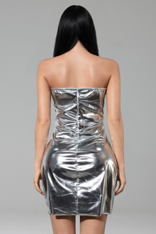 Metallic Cutout Corset Mini Dress - LAROSABRIDE