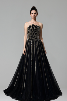 Beaded Scalloped Evening Dress - LAROSABRIDE