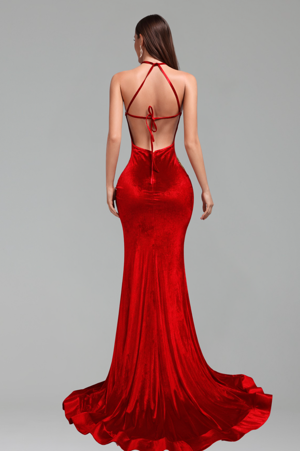 Deep V High Slit Gown - LAROSABRIDE