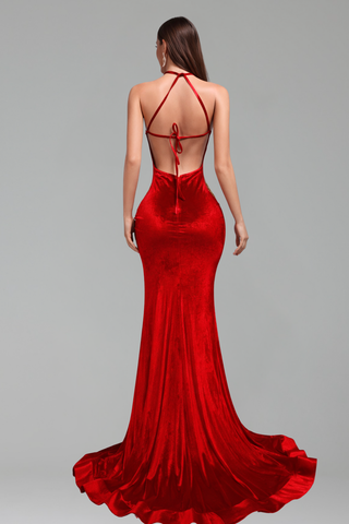 Deep V High Slit Gown