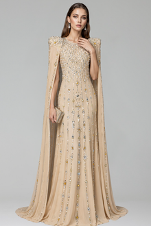 Crystal Cape Evening Gown - LAROSABRIDE