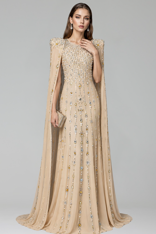 Crystal Cape Evening Gown