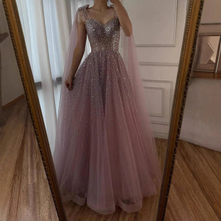 Beaded Tulle A-Line Gown