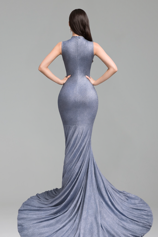 Crystal Embellished Mermaid Evening Gown