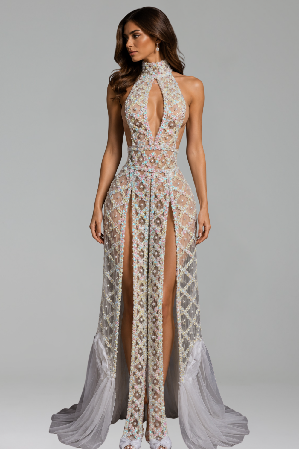 Dramatic Ruffled Illusion Gown - LAROSABRIDE