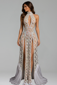 Dramatic Ruffled Illusion Gown - LAROSABRIDE