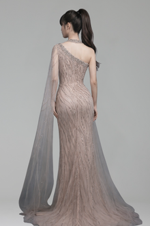 Beaded Cape Mermaid Gown-Larosabride