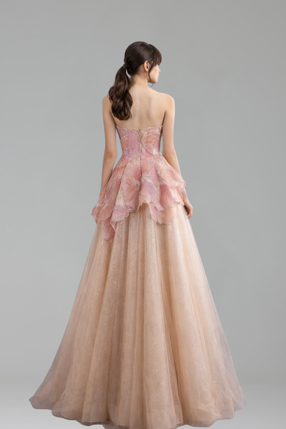 3D Floral Appliqu� Sparkly Tulle Dress - LAROSABRIDE