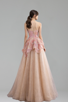 3D Floral Appliqu� Sparkly Tulle Dress - LAROSABRIDE
