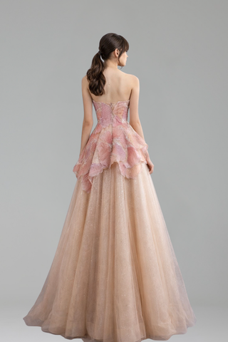 3D Floral Appliqu� Sparkly Tulle Dress - LAROSABRIDE