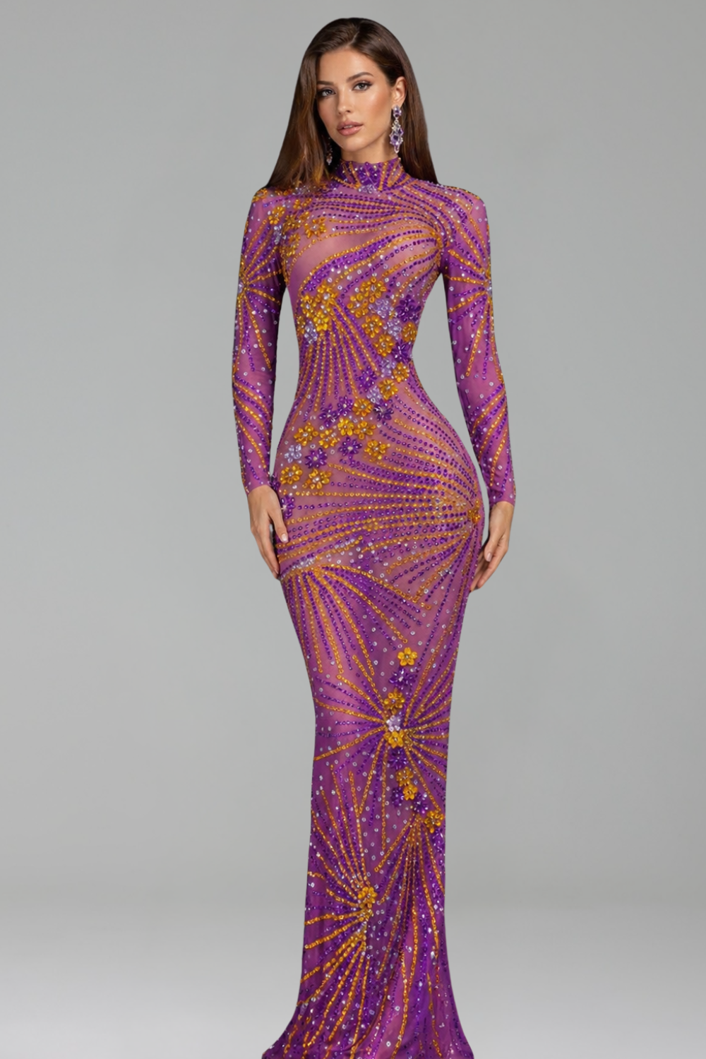 Crystal High Neck Sheath Gown - LAROSABRIDE