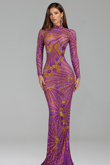 Crystal High Neck Sheath Gown - LAROSABRIDE