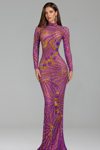 Crystal High Neck Sheath Gown - LAROSABRIDE