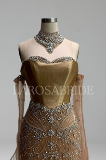 Detachable High-Neck Beaded Dress-Larosabride