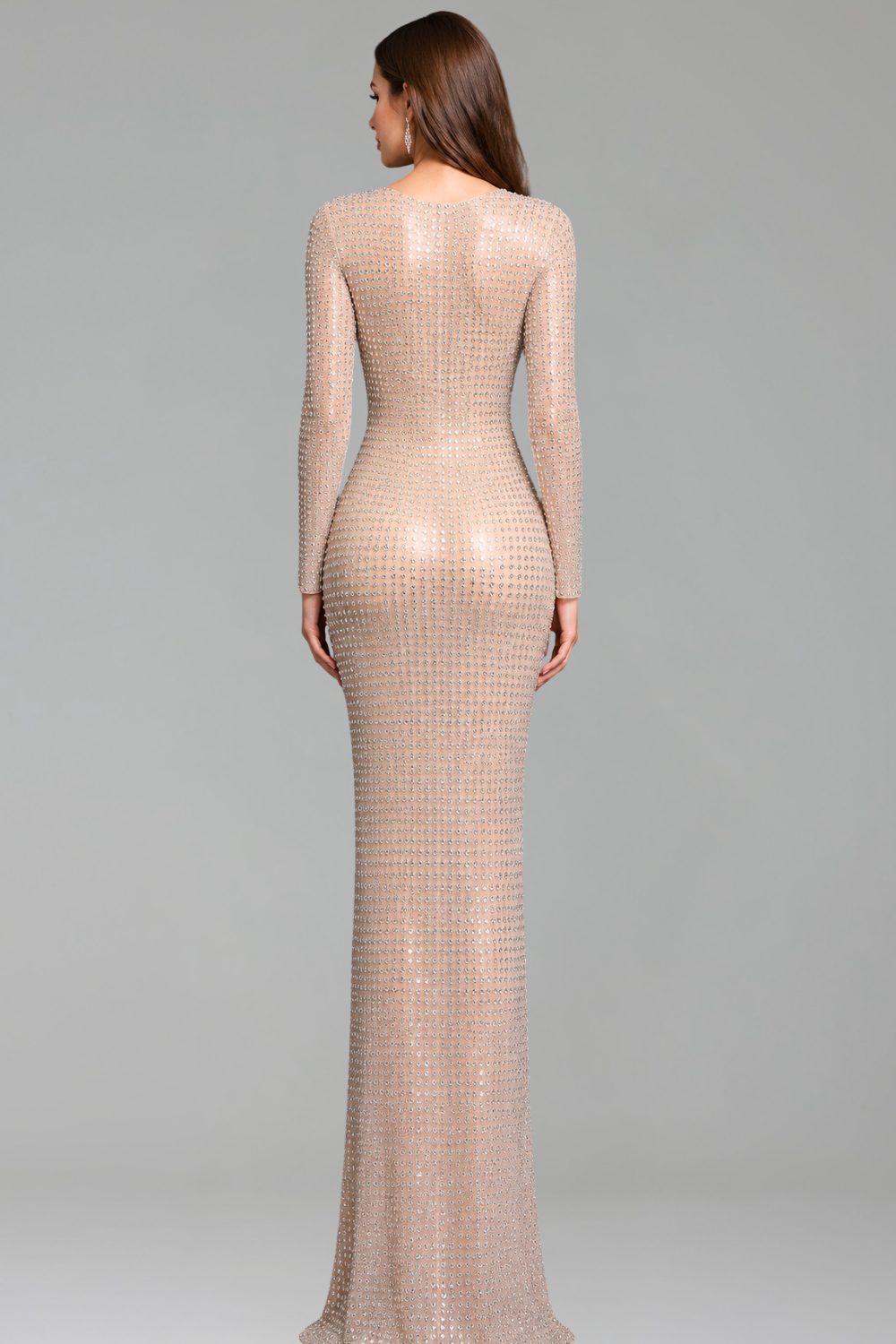 Crystal Embellished Column Gown - LAROSABRIDE