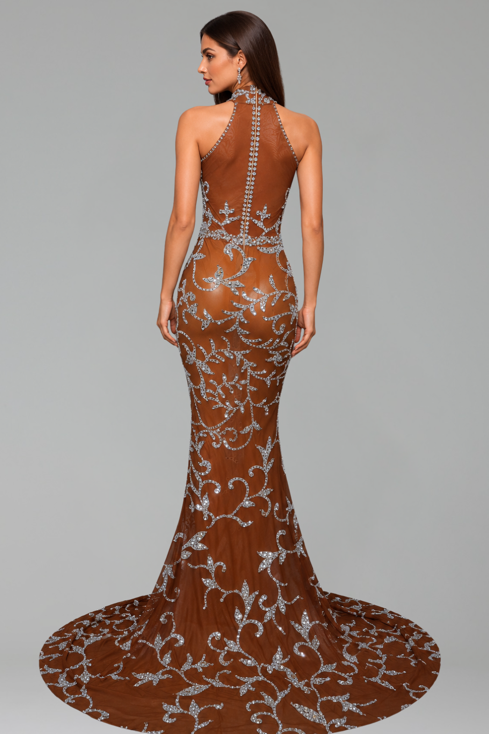 Full Crystal Keyhole Mermaid Gown - LAROSABRIDE