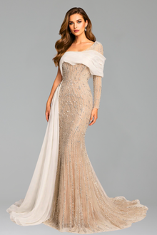 Pearl Beaded One Shoulder Dress - LAROSABRIDE