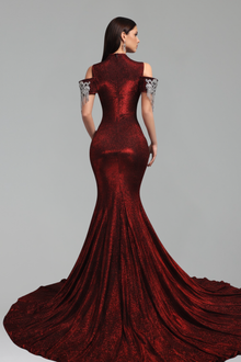 Beaded Cape Mermaid Gown - LAROSABRIDE