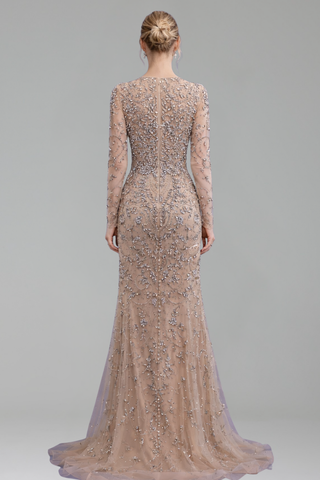 Beaded Crystal Mermaid Gown - LAROSABRIDE