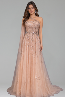 One-Shoulder Beaded Dress - LAROSABRIDE