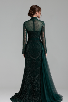 Beaded Mermaid Dress with Overskirt - LAROSABRIDE
