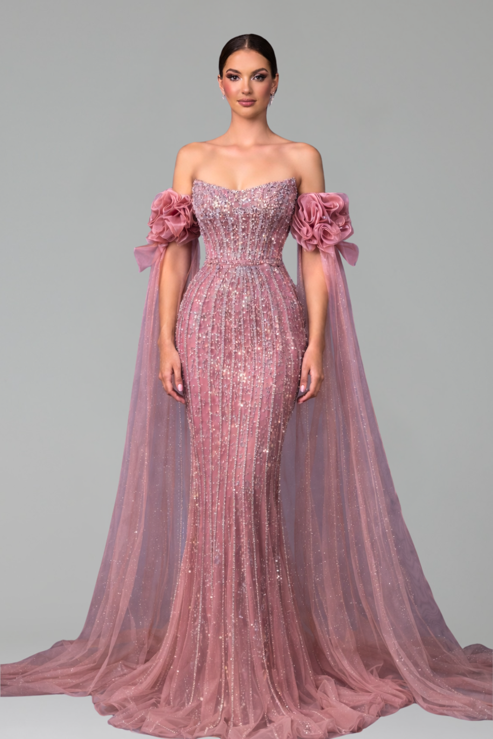 Beaded Mermaid Evening Dress - LAROSABRIDE