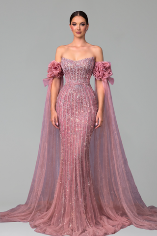 Beaded Mermaid Evening Dress - LAROSABRIDE