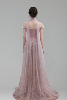 A-Line Cape Evening Dress-Larosabride