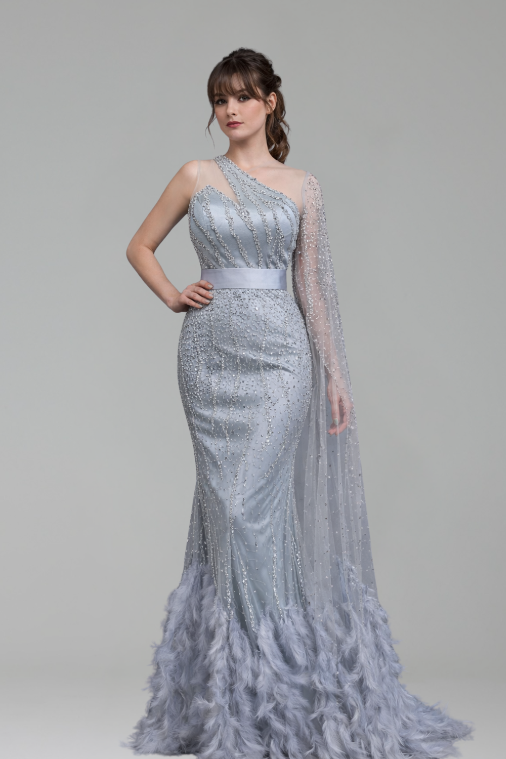 Feather Beaded Mermaid Dress - LAROSABRIDE