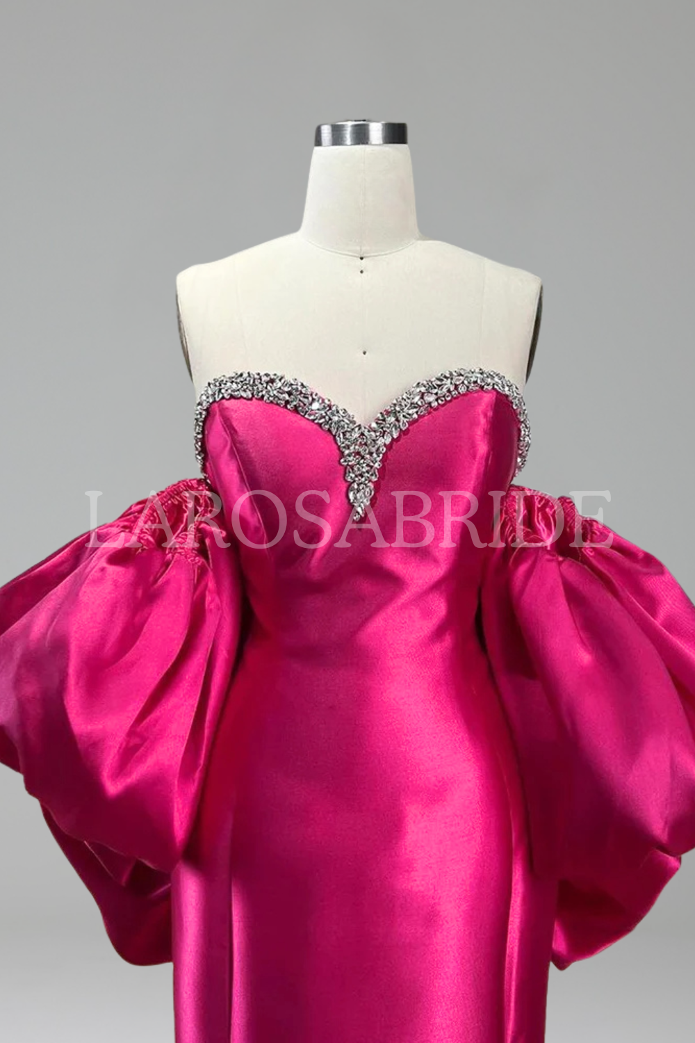 Strapless Mermaid Balloon-Sleeves Dress-Larosabride
