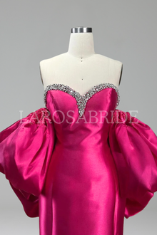 Strapless Mermaid Balloon-Sleeves Dress-Larosabride
