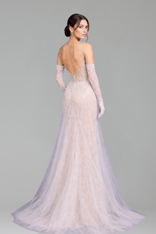 Lace Pearls Mermaid Gown With Glove - LAROSABRIDE