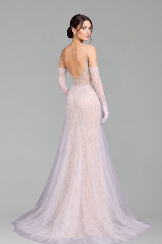 Lace Pearls Mermaid Gown With Glove - LAROSABRIDE