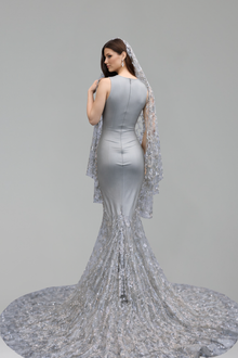 Illusion Beaded Cape Mermaid Gown - LAROSABRIDE