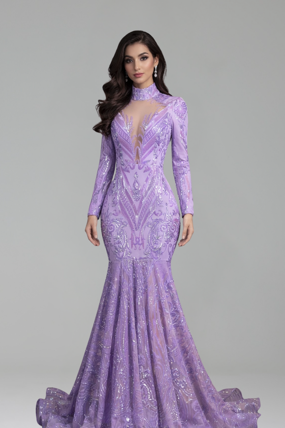 High Neck Embellished Mermaid Gown - LAROSABRIDE