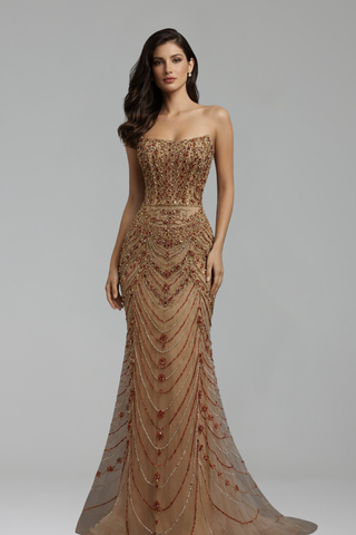 Beaded Formal Evening Dress - LAROSABRIDE