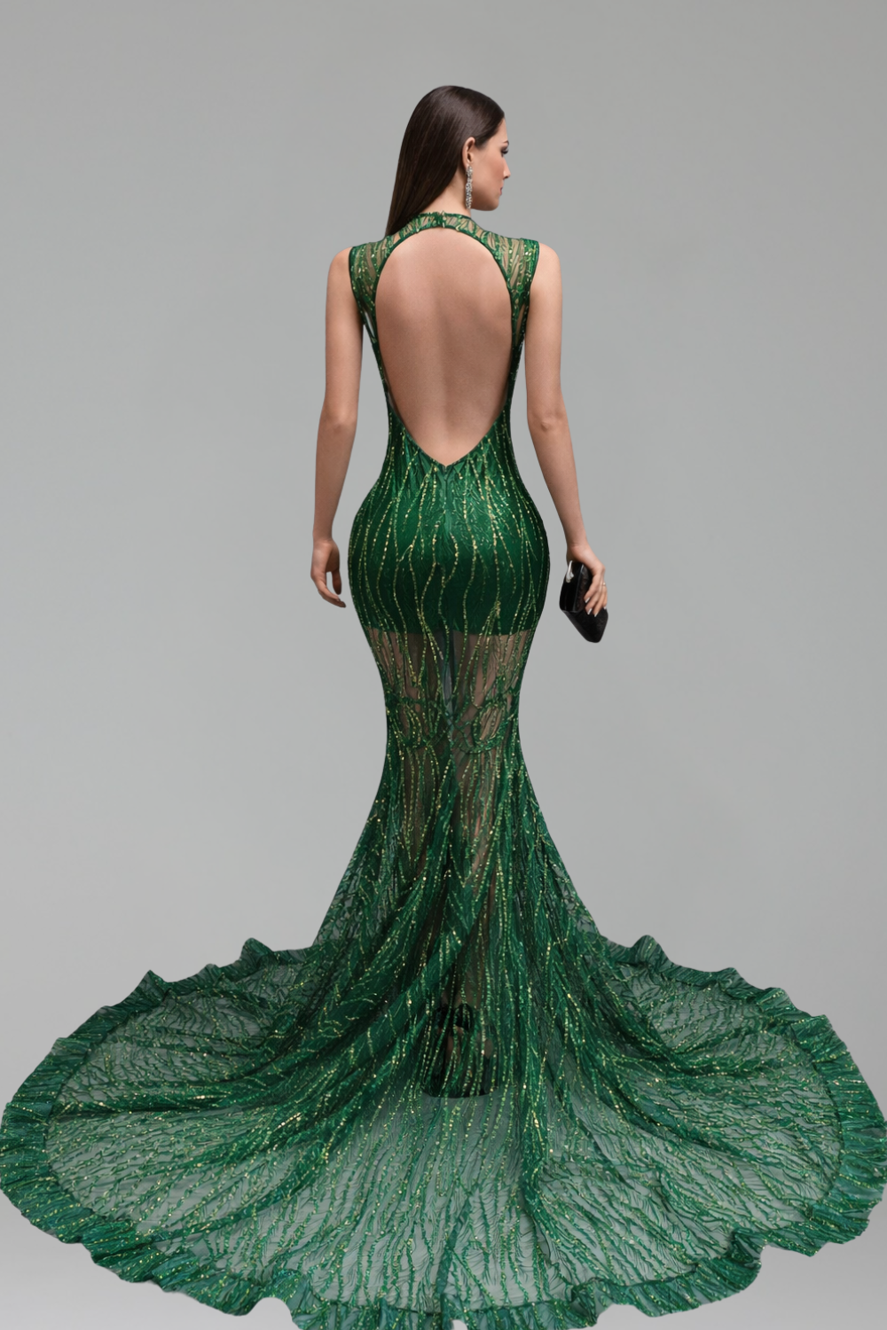 Illusion Beaded Mermaid Evening Gown - LAROSABRIDE